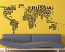 World Map Country Names Vinyl Decals Modern Wall Stickers